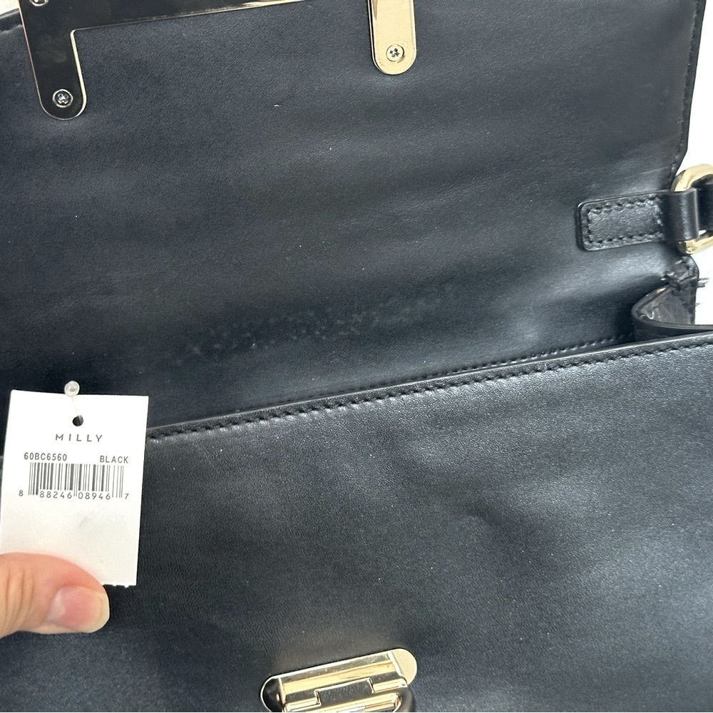Milly ‘Bryant’ Leather Crossbody Bag in Black with Silver Hardware - Picture 10 of 16